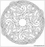 Coloring Mandala Moon Pages Sun Intricate Celestial Stars Color Drawing Celtic Rose Elephant Star Adults Festival Printable Half Phases Christmas sketch template