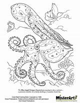 Coloring Pages Coral Reef Octopuss Dover Color Ocean Misterart Book Printable Getdrawings Getcolorings sketch template