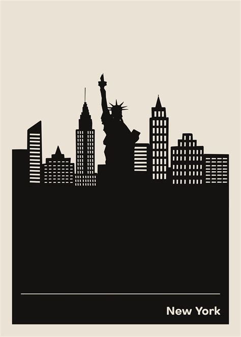 New York Map Travel Poster Print Minimalist Usa Ny City