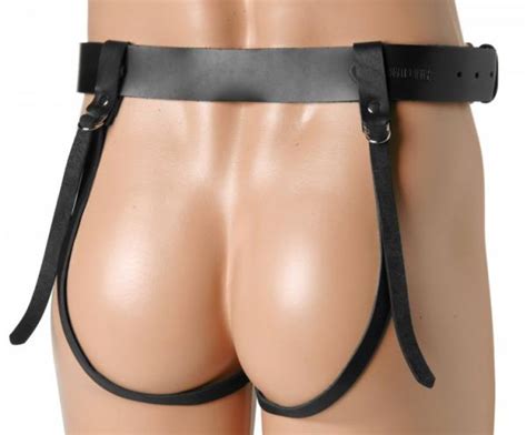Double Penetration Premium Leather Dildo Harness For Men