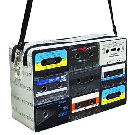 large music cassette cross body bag retro vintage