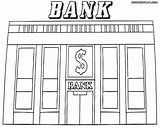Coloring Bank Banks Pages Building Drawings Colorings Designlooter Print sketch template