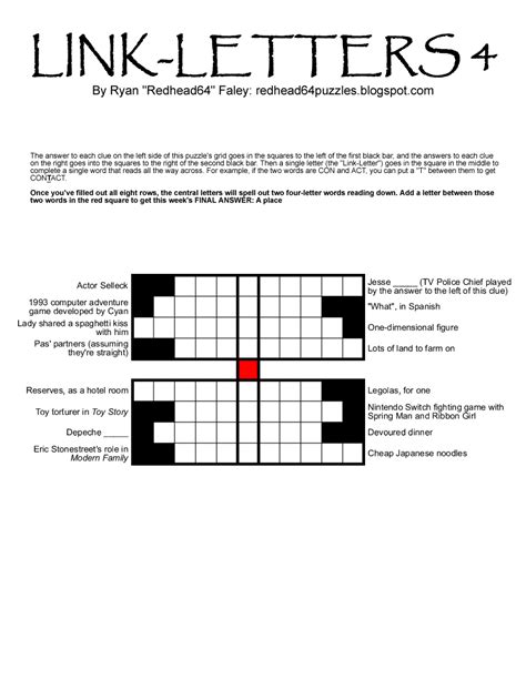 redheads obscure puzzle blog puzzle  link letters