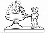 Olympic Coloring Torch Pages Coloriage Olympique Flamme Llama Olympisches Feuer Para Dibujo Colorear Kids Malvorlage Vlam Olympische Carry Olímpica Kleurplaat sketch template