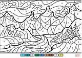 Number Color Winter Landscape Coloring Pages Christmas Numbers Adult Printable Supercoloring Paint Adults Kids sketch template