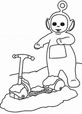 Coloring Po Teletubbies Pages Snow Scooter Covered Dipsy Print Getcolorings Printable Getdrawings Color sketch template