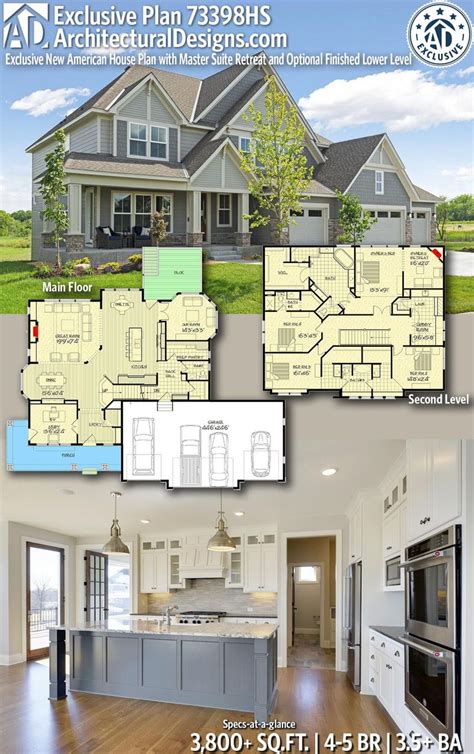 plan hs exclusive  american house plan  master suite retreat  optional finished