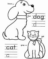 Dog Coloring Cat Pages Kids Color Learning Printable Educational Colors Instructions Colouring Number Activity Dogs Cats Numbers Kindergarten Objects Worksheets sketch template