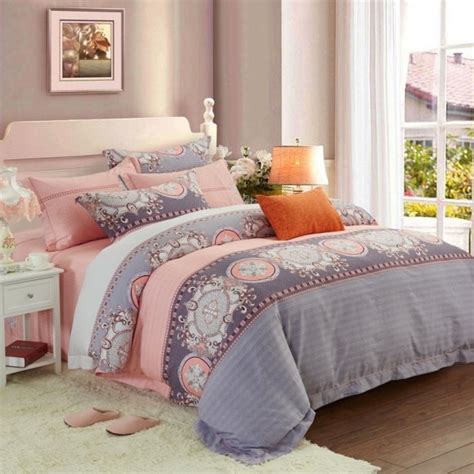 Coral Pink Gray And White Indian Pattern Western Bohemian