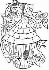 Birdhouse Flower Pintura Coloringhome Napping Tecido Speechfoodie Riscos Freetime Florais Decor Draw sketch template