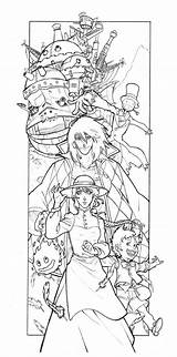 Ghibli Studio Castle Coloring Pages Miyazaki Moving Howl Hayao Tattoo Google Outline Howls Movies Adult Deviantart Anime Mermaid Last Colouring sketch template