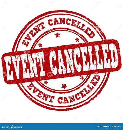 illustration   red event cancelled sign   white background