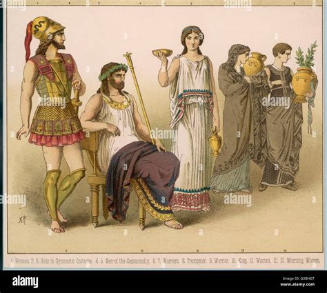 Verschiedene Antike Griechische Kostüme Links Nach Rechts Einen