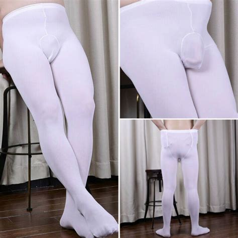 Men 80d Pantyhose Stockings Nylon Tights Pouch Lingerie Dance Clubwear