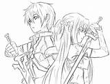 Sword Coloring Kirito Asuna Sao Pages Anime Drawings Swords Designlooter Chibi 565px 24kb sketch template