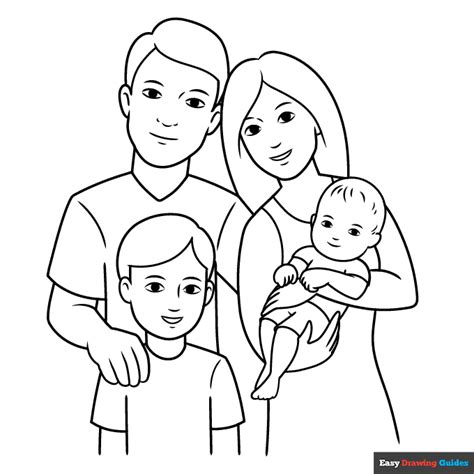 family coloring page easy drawing guides