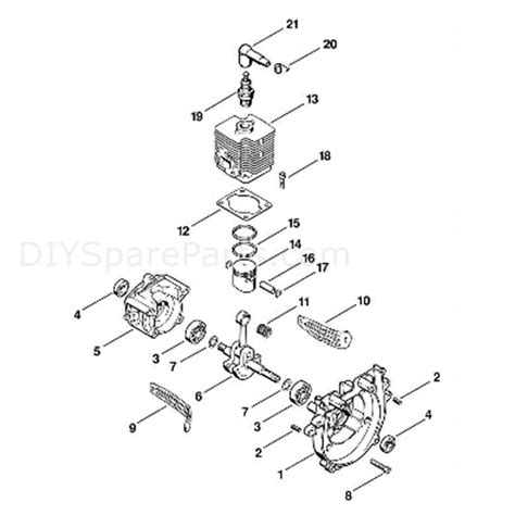 stihl fs  brushcutter fsr parts diagram  crankcase cylinder