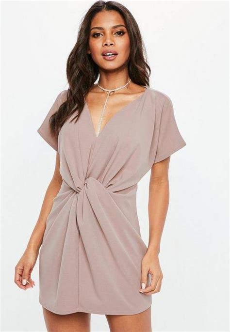 Missguided Mauve Knot Front Shift Dress Dresses To Wear To A Wedding