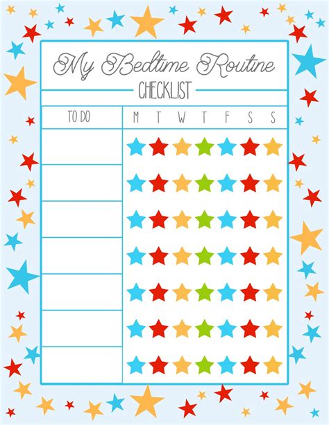 bedtime routine checklist bedtime routine printable bedtime chart