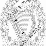 Harp Colouring sketch template