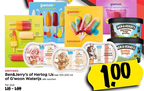 ben  jerrys waterijs ijsbekers folder aanbieding bij vomar details