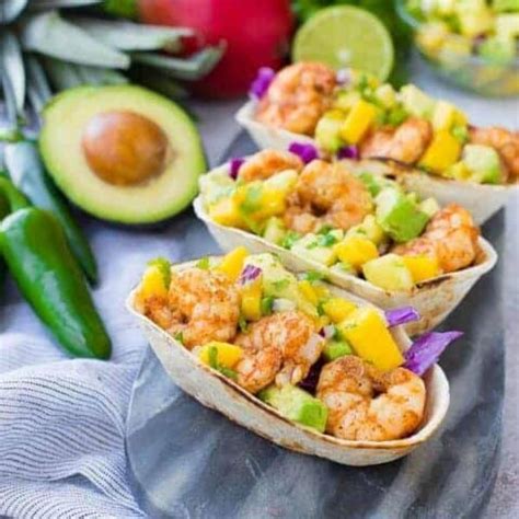 shrimp tacos  avocado mango  pineapple salsa rachel cooks