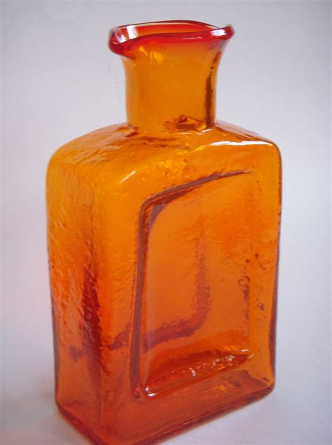 Large Orange Glass Vase Bottle~american Scandinavian