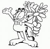 Garfield Coloring Pages Cartoon Flowers Printable Kids Summer Odie Characters Bunch Clipart Book Colouring Flower Color Disney Dibujos Library Funny sketch template