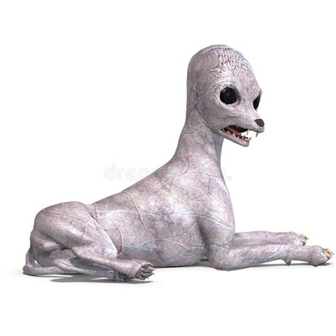 strange alien dog  area   rendering  royalty  stock