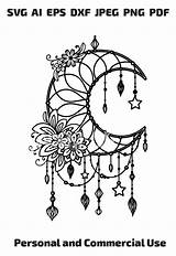 Dreamcatcher Catcher Dream Moon Svg Tattoo Boho Floral Drawing Crescent Coloring Pages Mandala Simple Choose Board Catchers sketch template