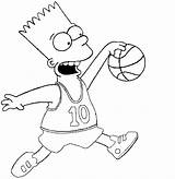 Coloring Pages Bart Simpson Simpsons Sports Basketball Printable Print Curry Stephen Nba Boys Playing Summer Open sketch template