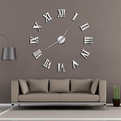 modern diy large wall clock  mirror surface sticker home decor art giant wall clock