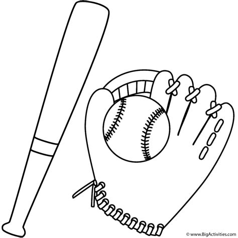 bat  baseball  glove coloring page sports