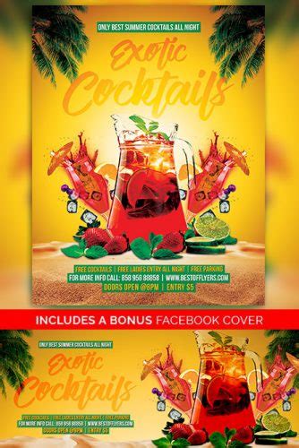 exotic cocktails free poster template free summer cocktail party flyer