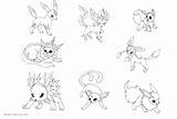 Eevee Pokemon Coloring Pages Evolutions Printable Color Print Kids Adults sketch template