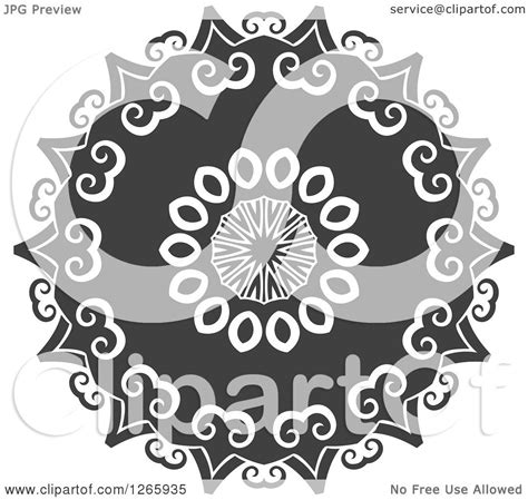 Clipart Of A Grayscale Lace Circle Royalty Free Vector