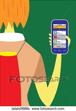 stock illustration  woman sending  text message talatvs search