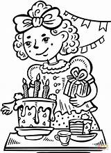 Birthday Coloring Party Pages Girl Has Clipart Cake Drawing Girls Printable Color Pool Cliparts sketch template