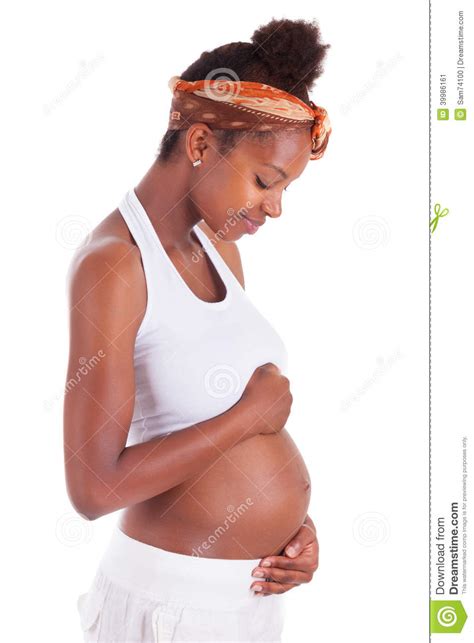 pregnant black woman touching her belly african people stock image image of expecting