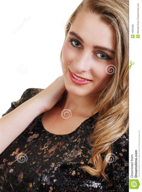 portret van glimlachende blonde tiener stock foto