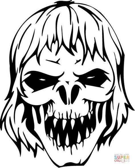 scary zombie skull coloring page  printable coloring pages