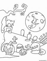 Halloween Cemetery Coloring Jack Lanterns Pages Printable Print sketch template