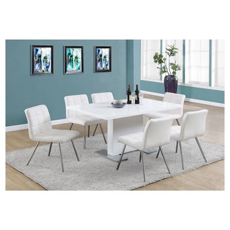 glossy dining table white everyroom metal dining chairs leather