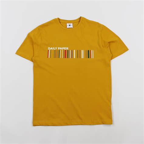daily paper mens coyar logo print short sleeve  shirt tee yellow