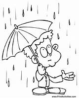 Coloring Pages Spring Rain Rainy Kids Printable Umbrella Clipart Season Sheets Weather Drops Drawing Outline Boy Color Clip Monsoon Prepared sketch template
