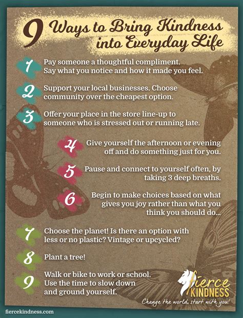 easy ways  bring kindness  everyday life infographic fierce kindness blog