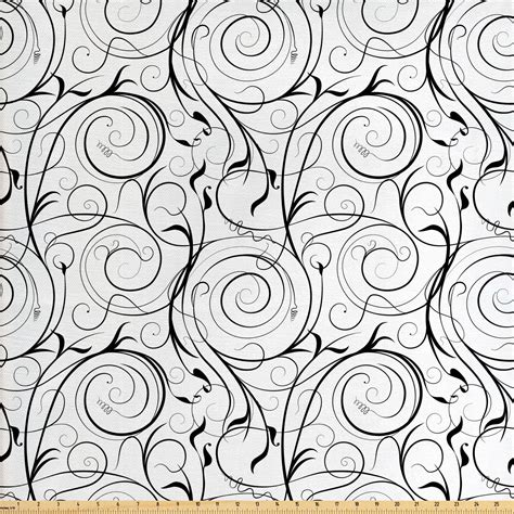 black  white fabric   yard scribble swirling motifs spiral