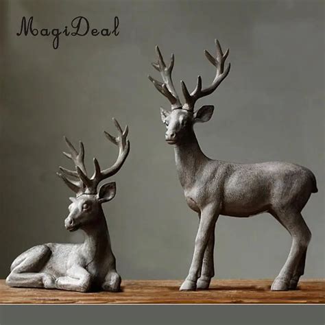 magideal deer  table home sculpture garden ornament resin antlers statue animal figurine