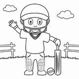Cricket Pages Coloring Colouring Printable Batsman Helmet Wearing sketch template