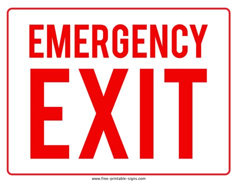 printable emergency exit sign  printable signs